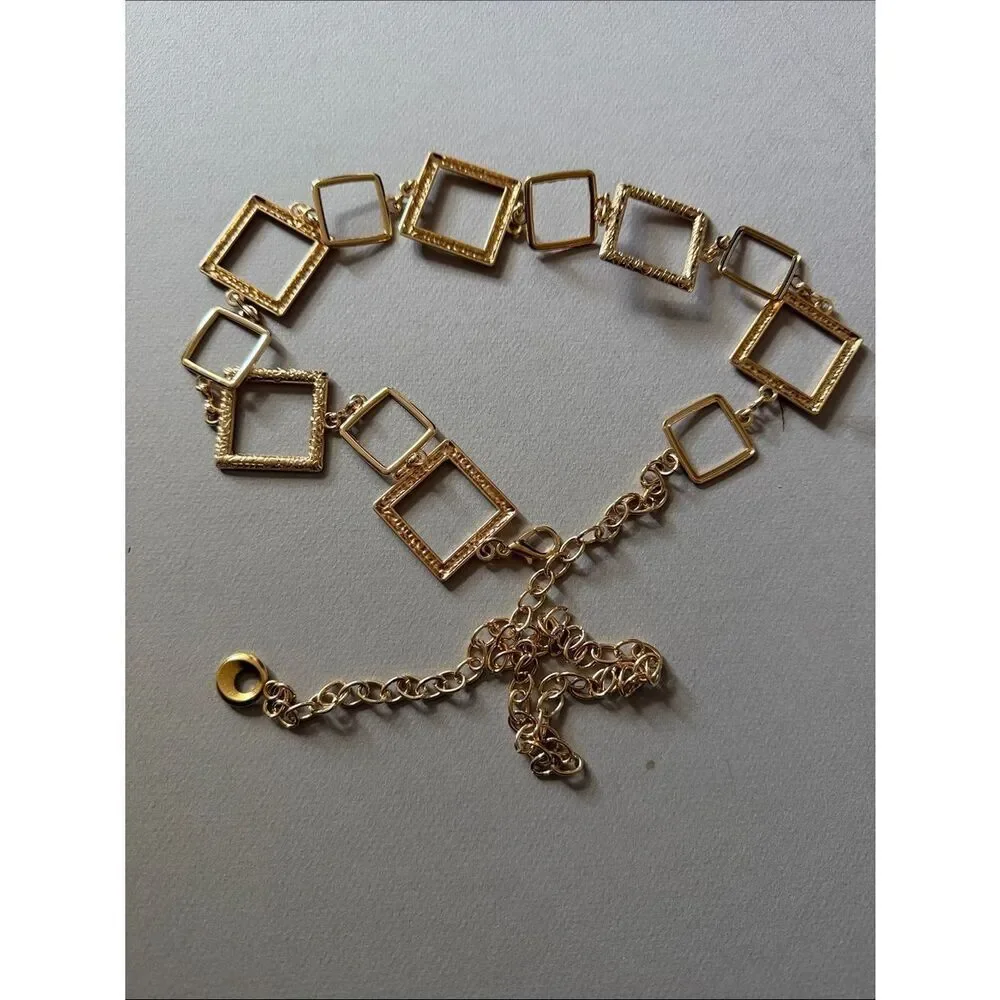 Gold Square Chain Belt A1962